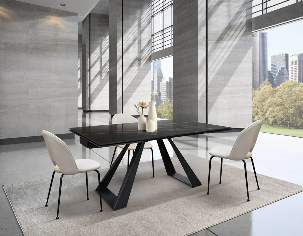 Tavolo Allungabile Adriano 160-240 Ceramica Golden Nero Gambe U (foto 2 di 9)
