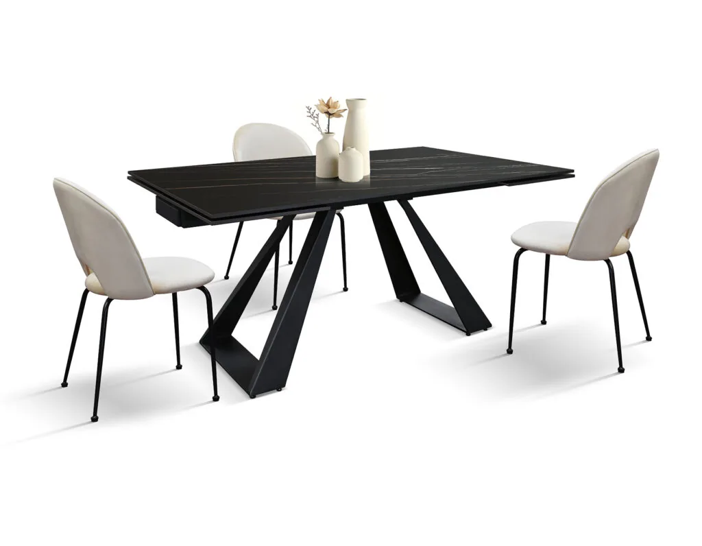 Tavolo Allungabile Adriano 160-240 Ceramica Golden Nero Gambe U (foto 3 di 9)