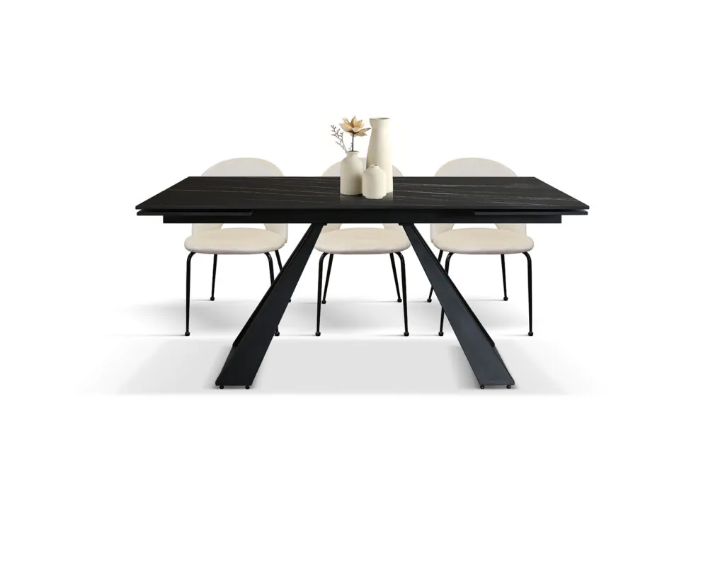 Tavolo Allungabile Adriano 160-240 Ceramica Golden Nero Gambe U (foto 4 di 9)