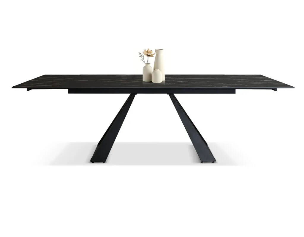 Tavolo Allungabile Adriano 160-240 Ceramica Golden Nero Gambe U (foto 5 di 9)