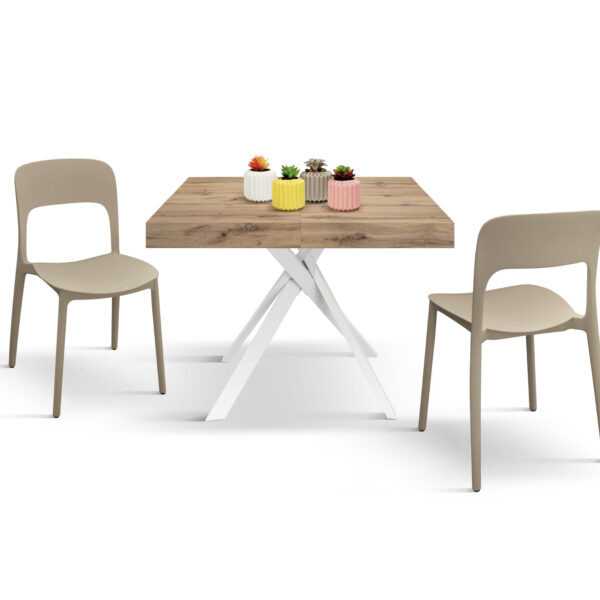 Tavolo Allungabile da 95 a 145 cm con Gambe Incrociate Bianche