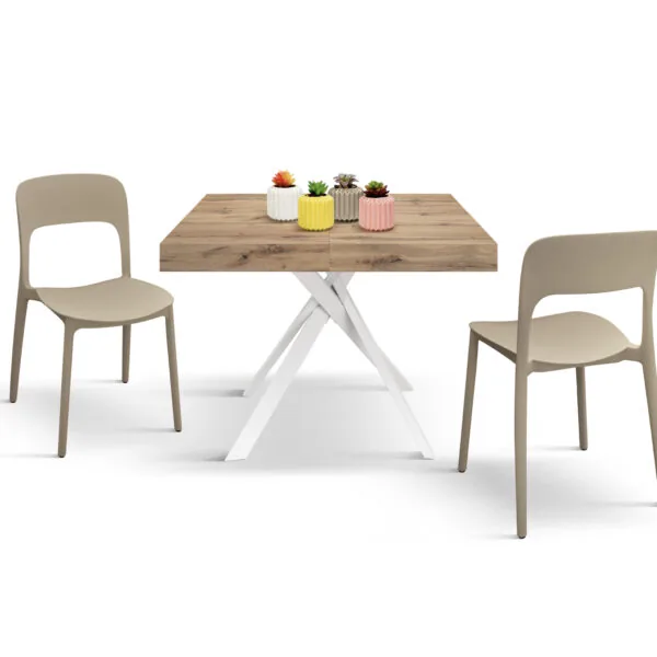 Tavolo Allungabile da 95 a 145 cm con Gambe Incrociate Bianche