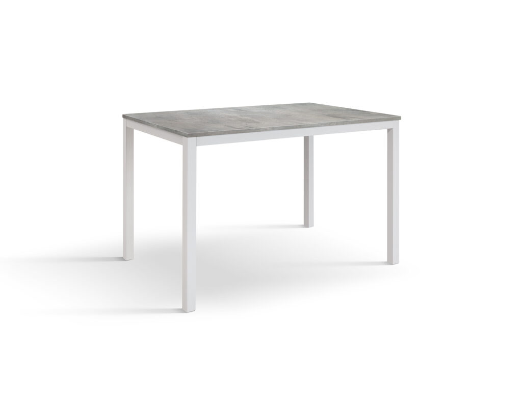 Tavolo fisso 80x80 in rovere con gambe antracite in una cucina piccola