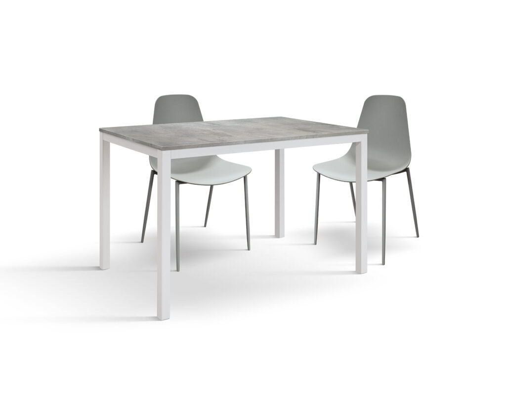 Angolo del piano rovere e gamba antracite del tavolo fisso 80x80