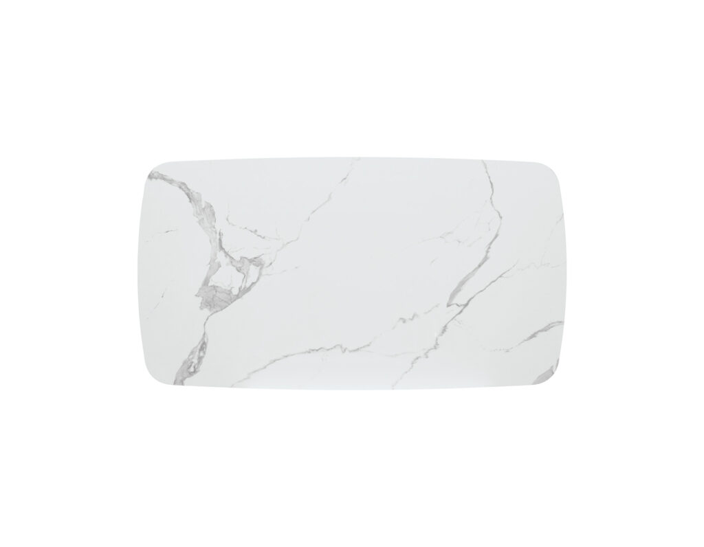 Tavolo Allungabile Teresa Ceramica Bianco Statuario Gambe Noce