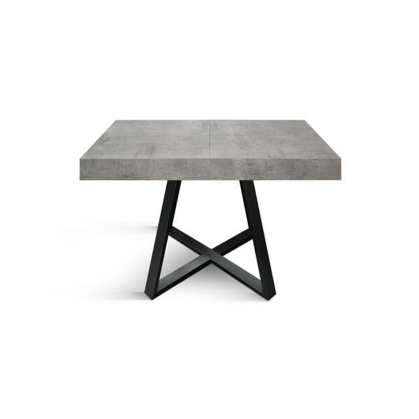 Tavolo Allungabile Mimi da 95 a 145 Grigio Cemento con Gambe Nere