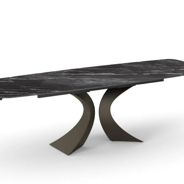 Tavolo Allungabile in Ceramica Marmo Nero con Gambe Bronzo