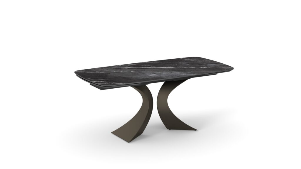 Tavolo allungabile in ceramica effetto marmo nero aperto a 260 cm per dieci posti