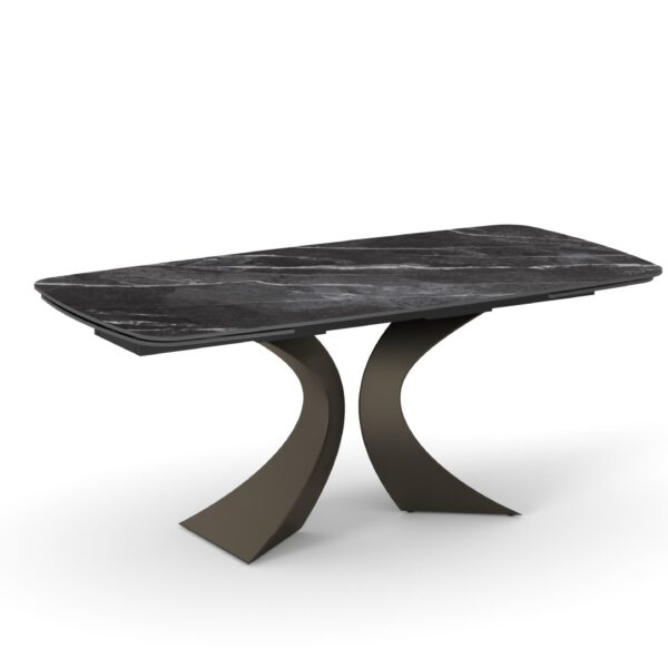 Tavolo Allungabile Donatello in Ceramica Nero Opaco, Gambe Bronzo
