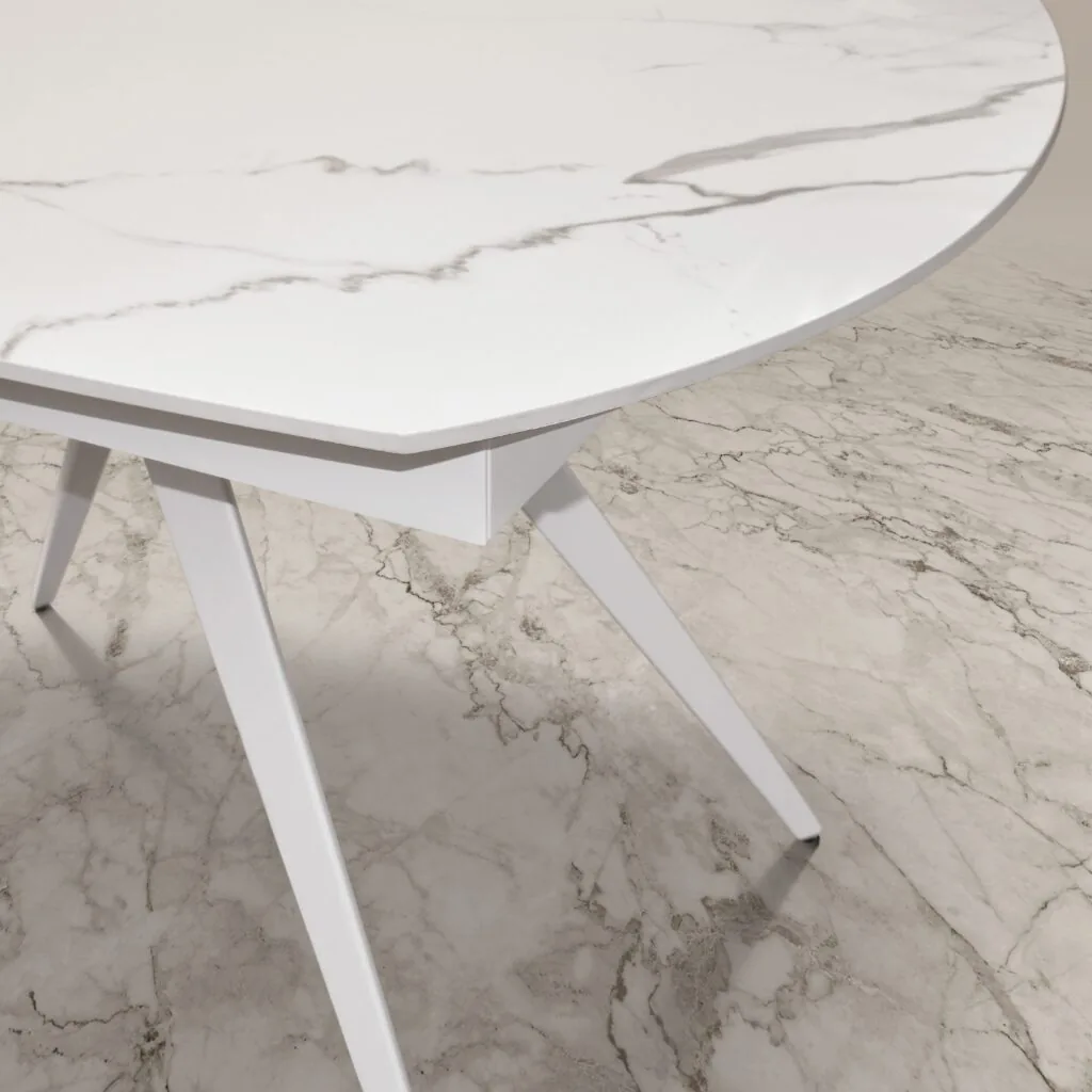 Tavolo allungabile e girevole, ceramica effetto marmo (foto 2 di 7)