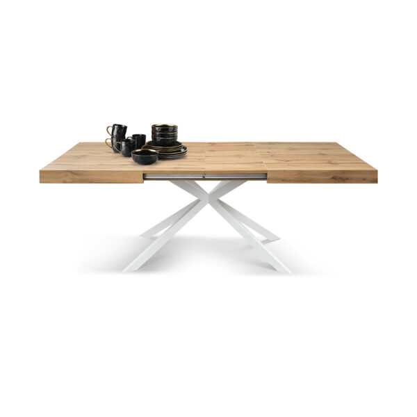 Tavolo Allungabile con Gambe a X in Metallo (Rovere, Olmo, Cemento, Marmo)