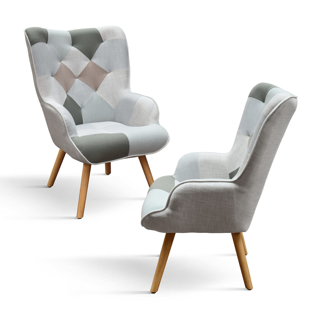 Poltrona Mila Patchwork Grigio e Verde