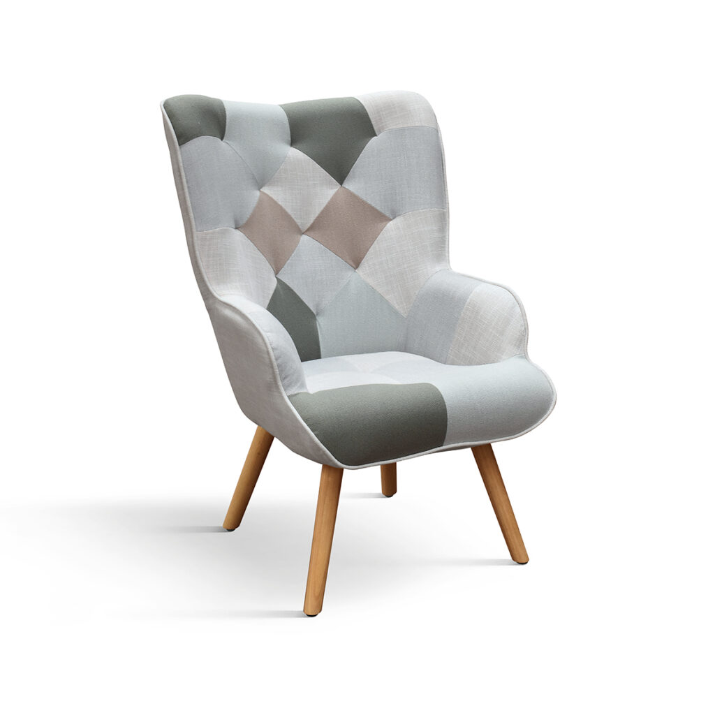 Poltrona Mila Patchwork Grigio e Verde
