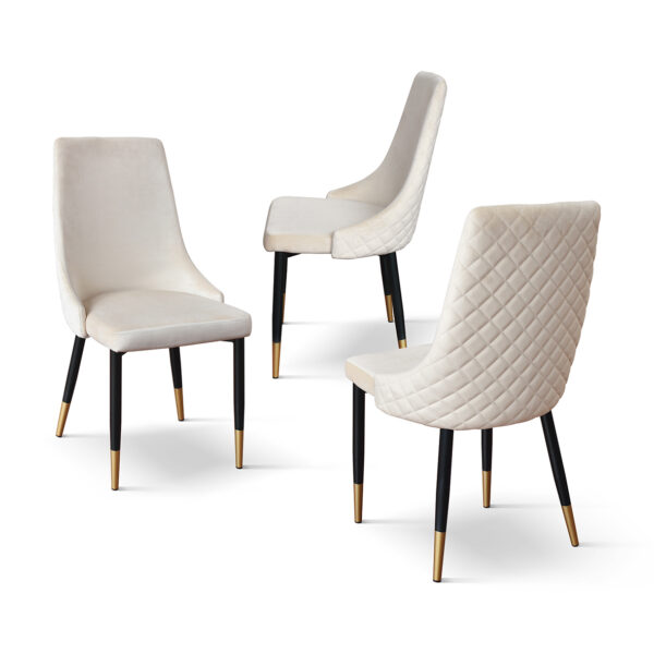 Sedia Imbottita in Velluto con Gambe in Metallo (Set da 4)
