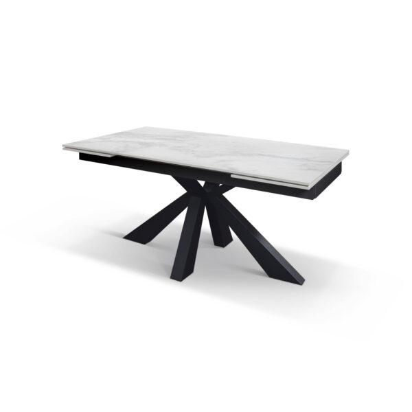 Tavolo Allungabile Luciano in Ceramica Bianco Statuario Lucido, Gambe Antracite