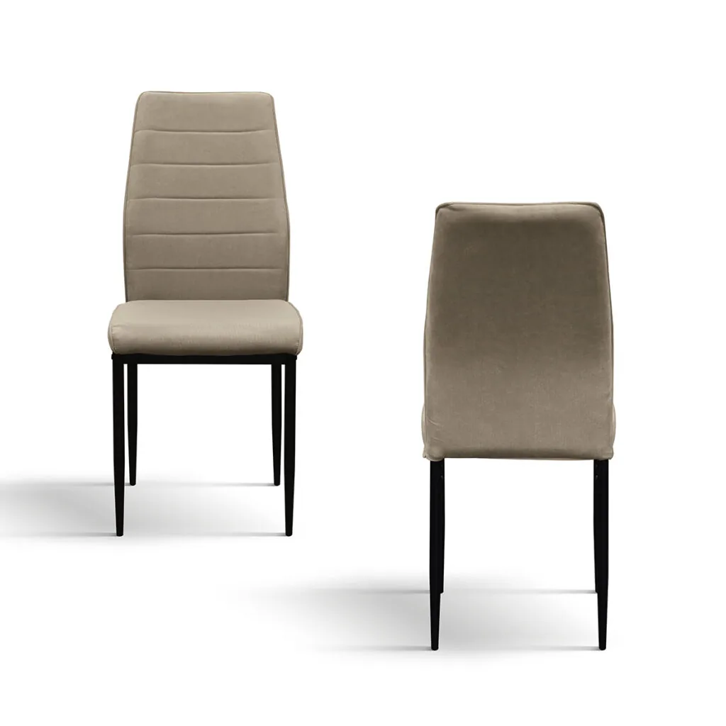 Sedie moderne imbottite in tessuto a coste con gambe in metallo nero, set da 4 (foto 2 di 7)