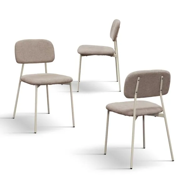 Sedia Imbottita in Tessuto con Gambe in Metallo (Set da 4)