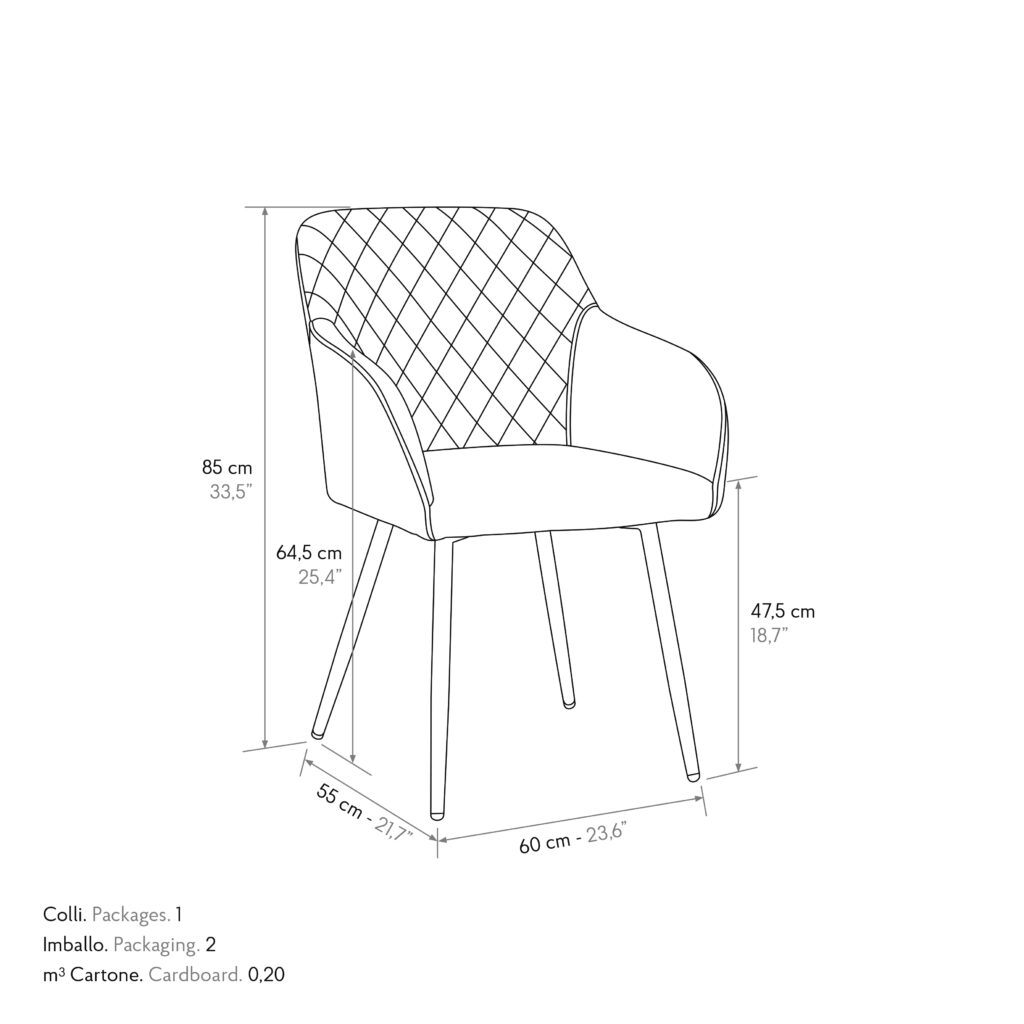 Sedia moderna da cucina color tortora vista di tre quarti