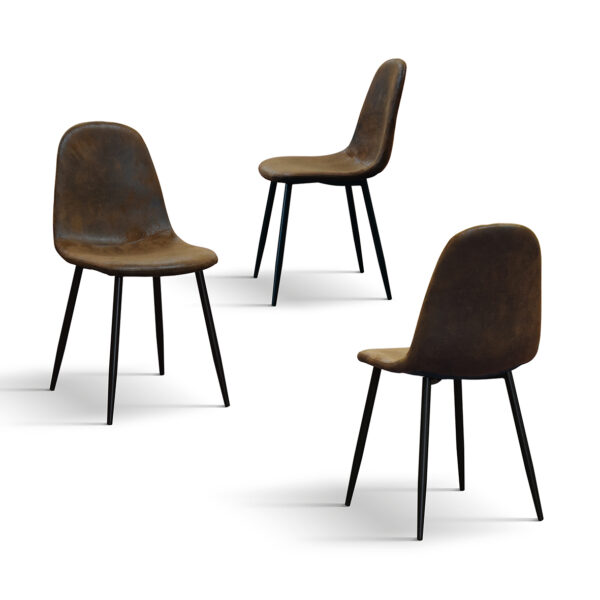Set 4 Sedie in Ecopelle Effetto Camoscio con Gambe Nere