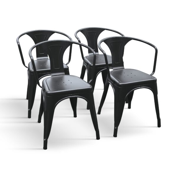 Set 4 Sedie in Metallo con Schienale