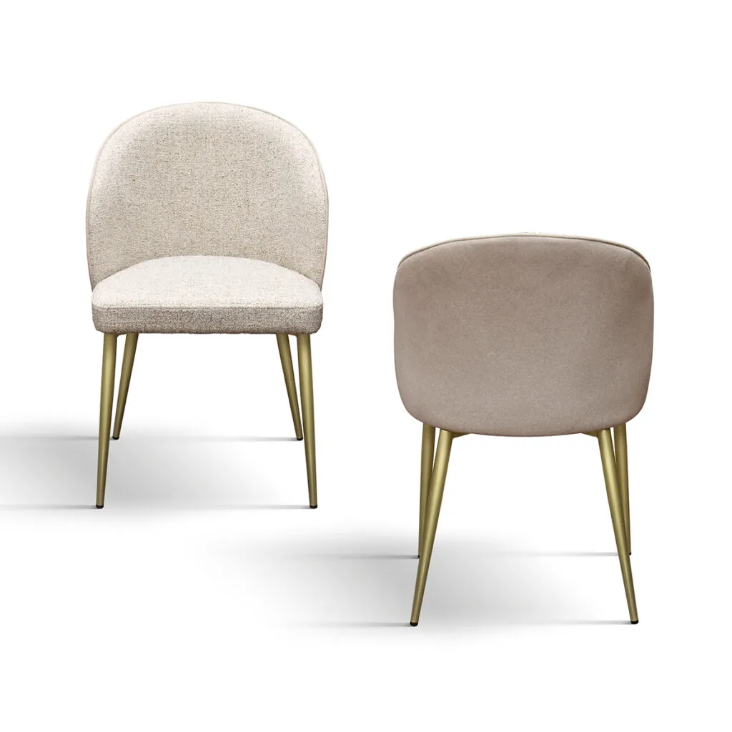 Set da 2 sedie Lucilla in tessuto beige con struttura in metallo (foto 4 di 8)