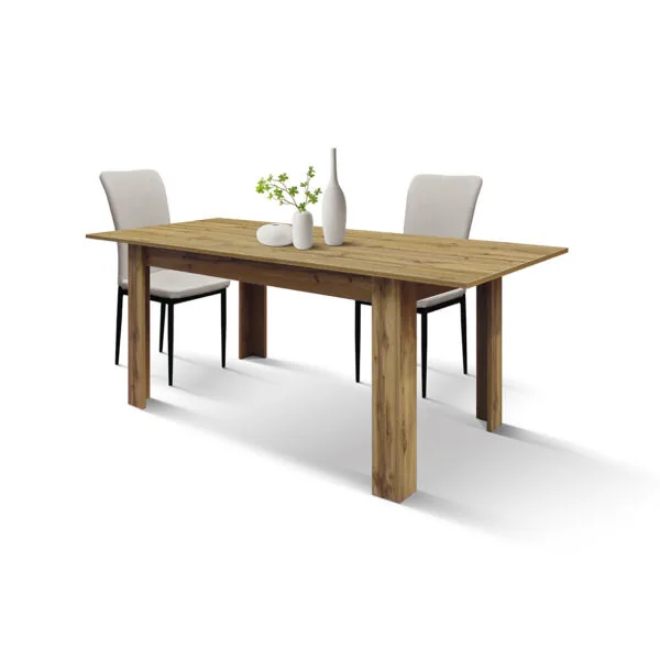 Tavolo Allungabile in Rovere con Gambe Squadrate da 120 a 140 cm