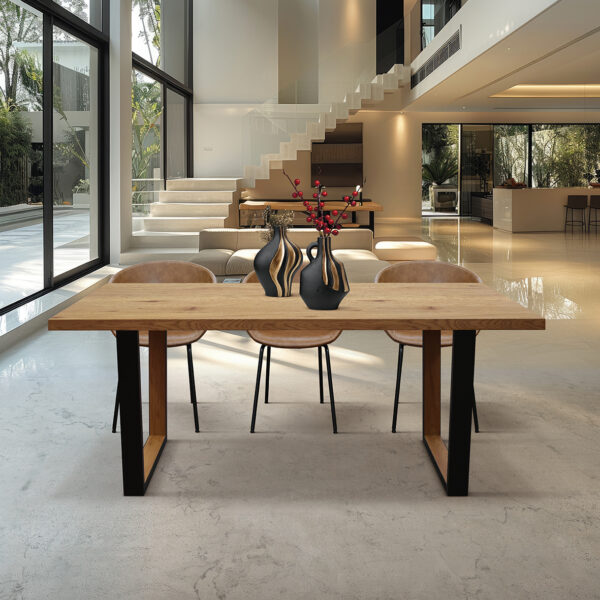 Tavolo Fisso Industrial 180x90 in Rovere con Gambe Nere