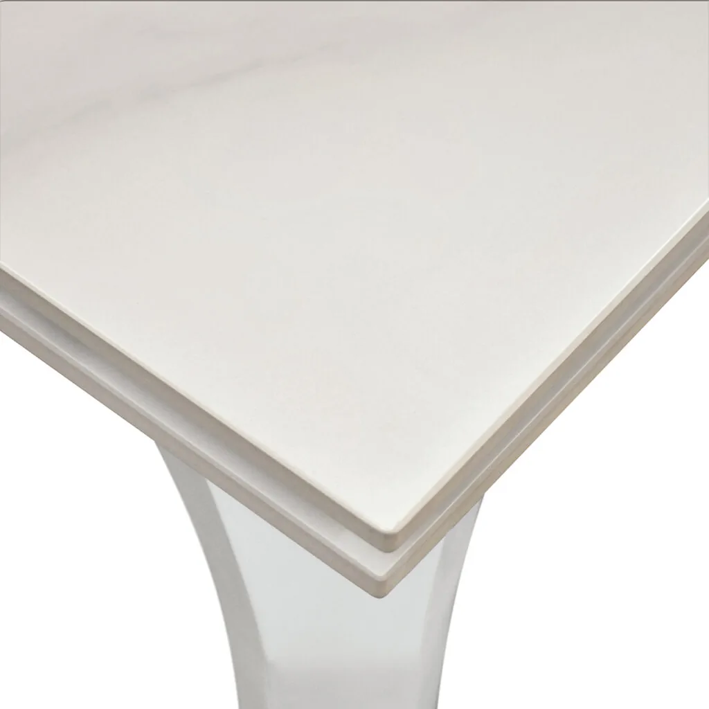 Tavolo Allungabile in Ceramica Bianco con Gambe Bianche (foto 10 di 12)