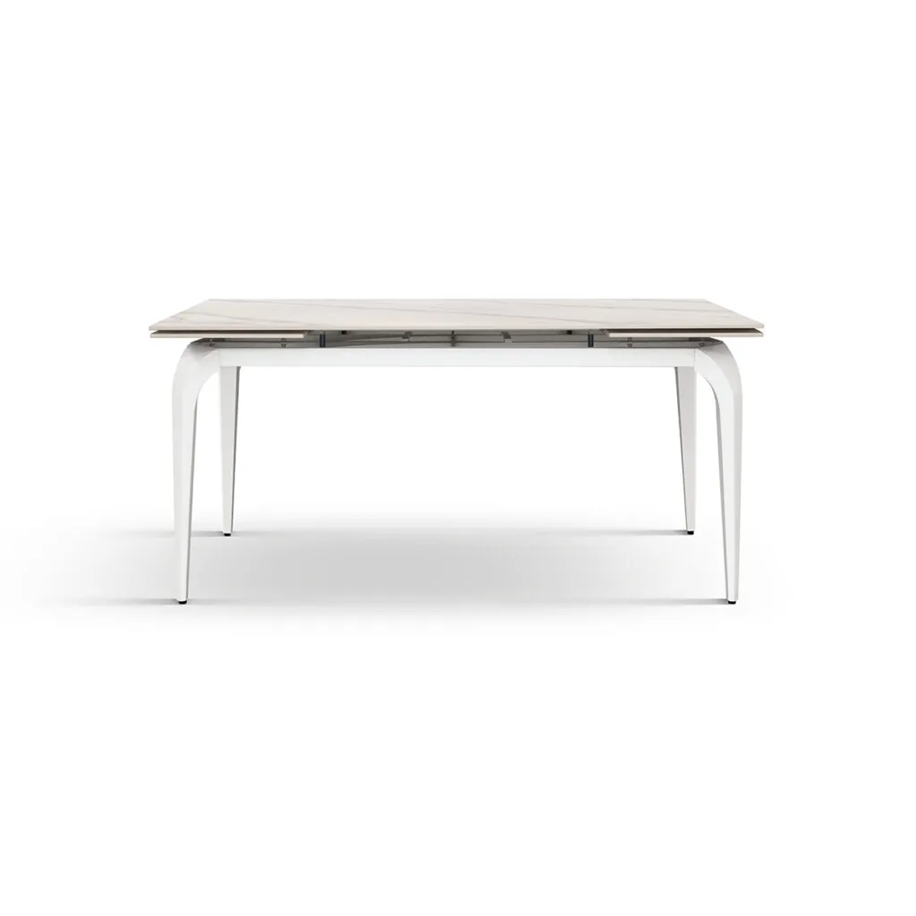 Tavolo Allungabile in Ceramica Bianco con Gambe Bianche (foto 2 di 12)