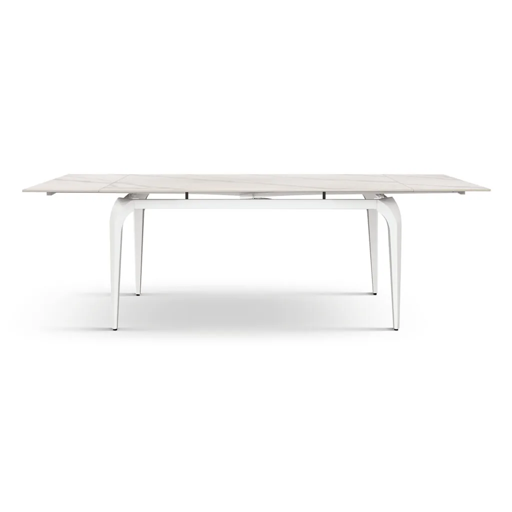 Tavolo Allungabile in Ceramica Bianco con Gambe Bianche (foto 4 di 12)