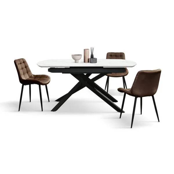 Tavolo Allungabile in Ceramica Effetto Marmo 120x88 e 160x90 cm