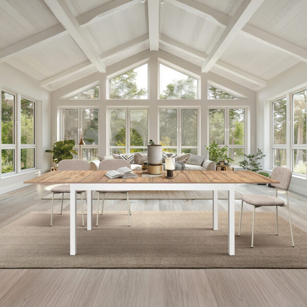 Tavolo Allungabile da 160 a 240 cm in Rovere Rustico con Gambe in Faggio