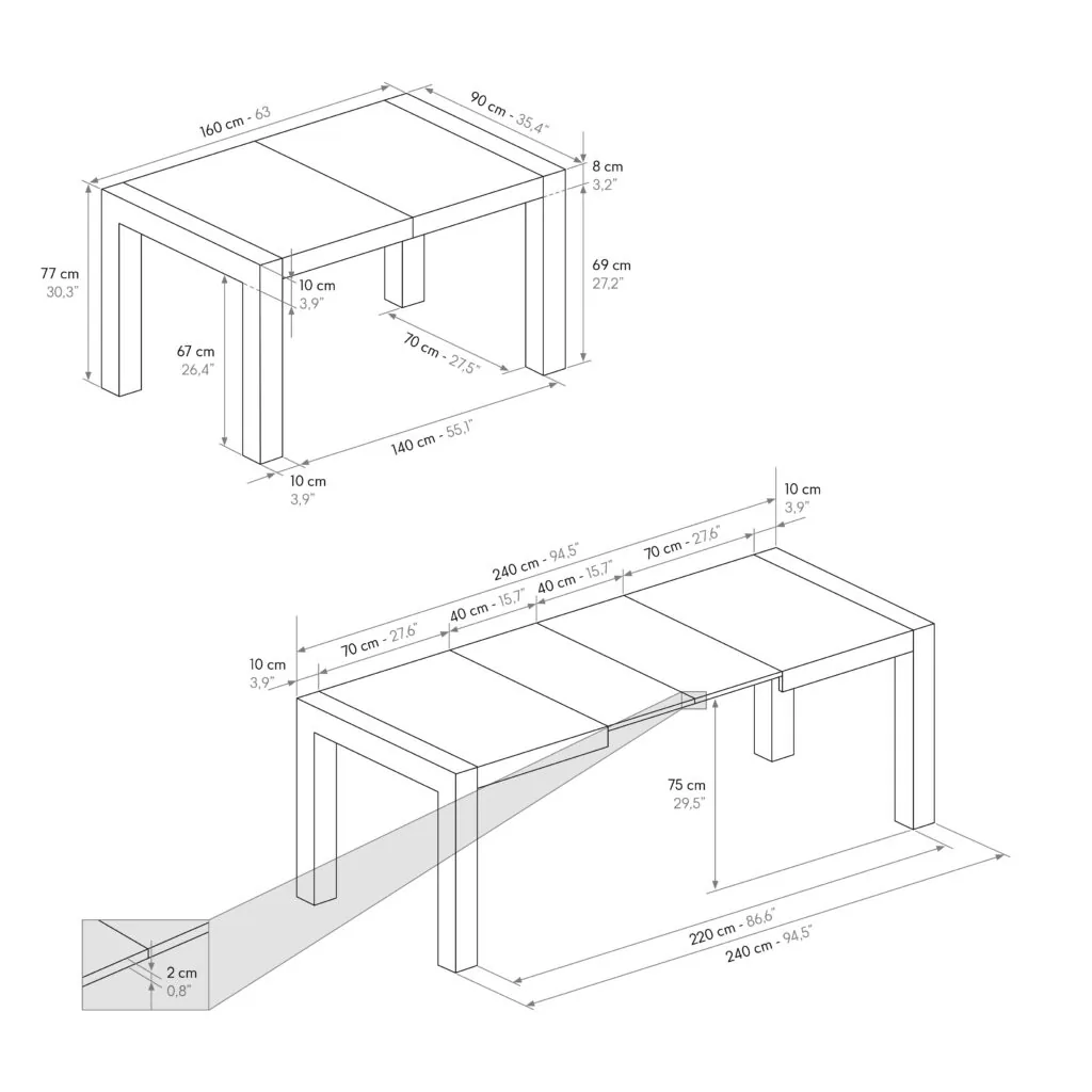Tavolo Allungabile Effetto Legno da 140 a 220 cm per 4-8 Persone (foto 9 di 11)