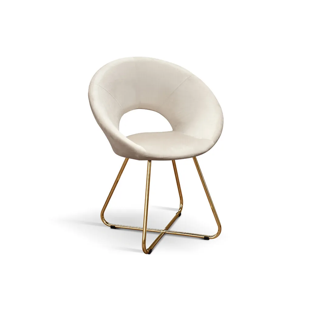 Sedia imbottita in velluto con gambe oro, set da 2 (foto 2 di 12)