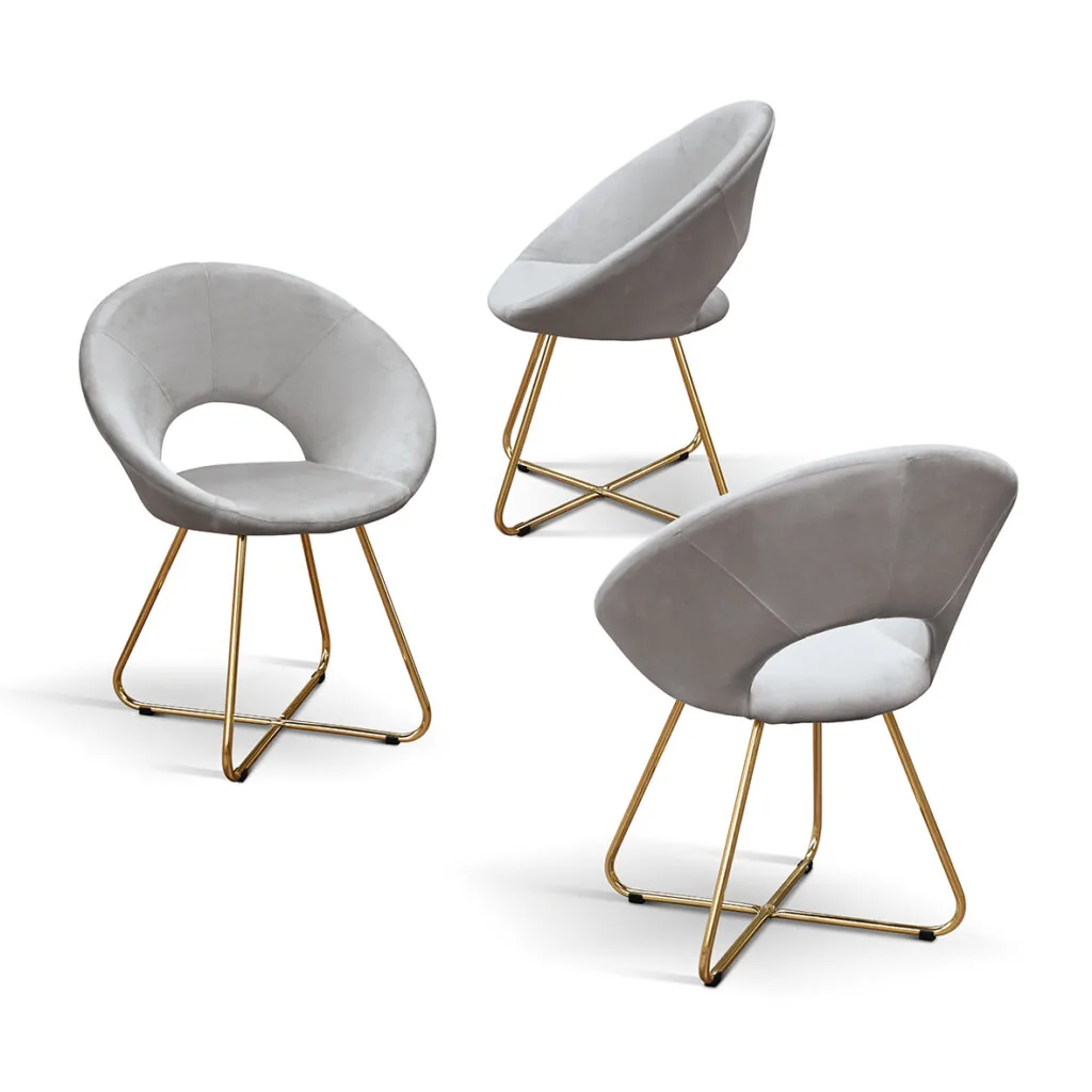 Sedia imbottita in velluto con gambe oro, set da 2 (foto 9 di 12)