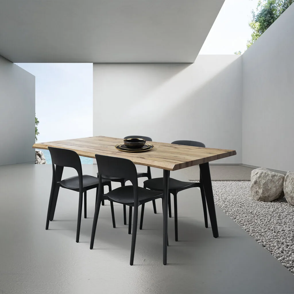 Tavolo 160x90 fisso effetto rovere con gambe in metallo nero (foto 4 di 5)