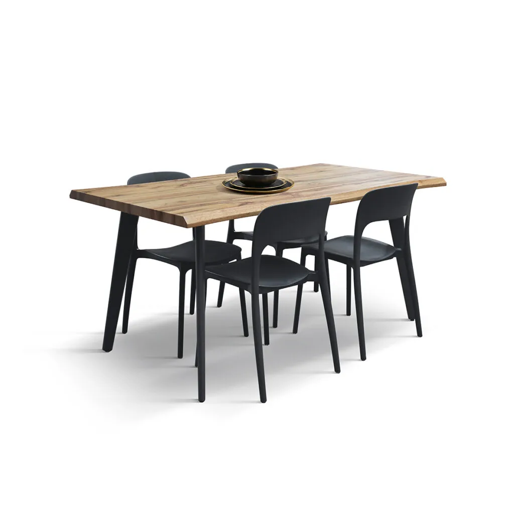 Tavolo 160x90 fisso effetto rovere con gambe in metallo nero (foto 5 di 5)