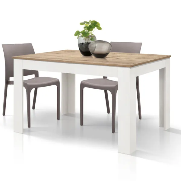 Tavolo Allungabile Adriana Effetto Legno Rovere Gambe Bianche