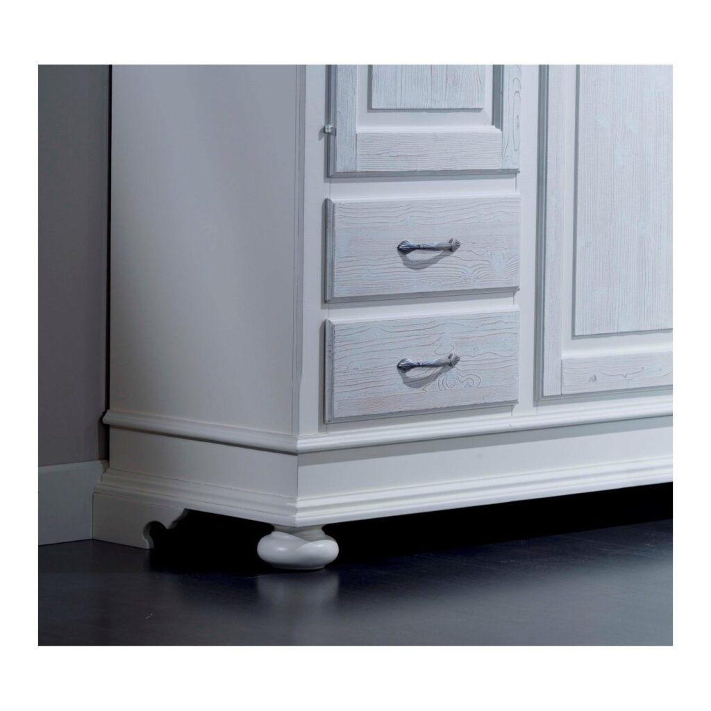 Cassetti dell'armadio 3 porte 4 cassetti laccato in legno massello di abete