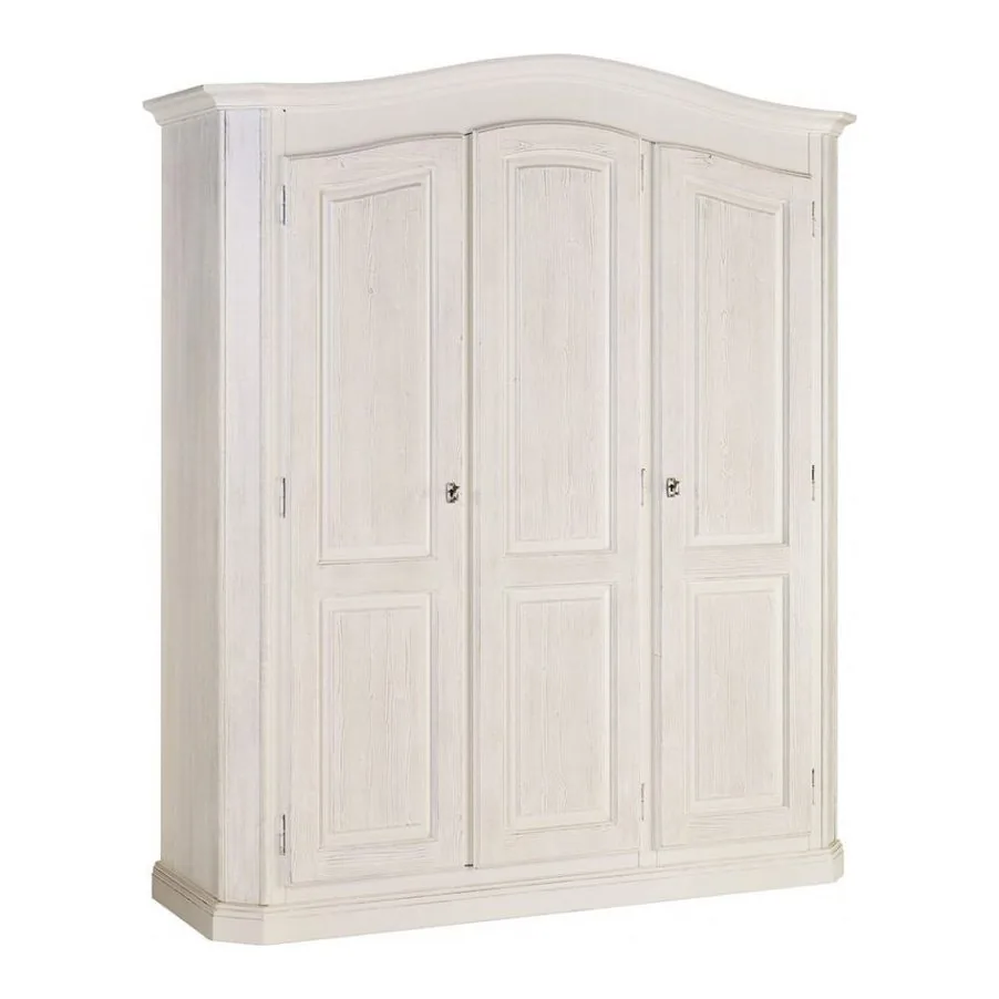 Armadio 3 porte in abete massello laccato bianco