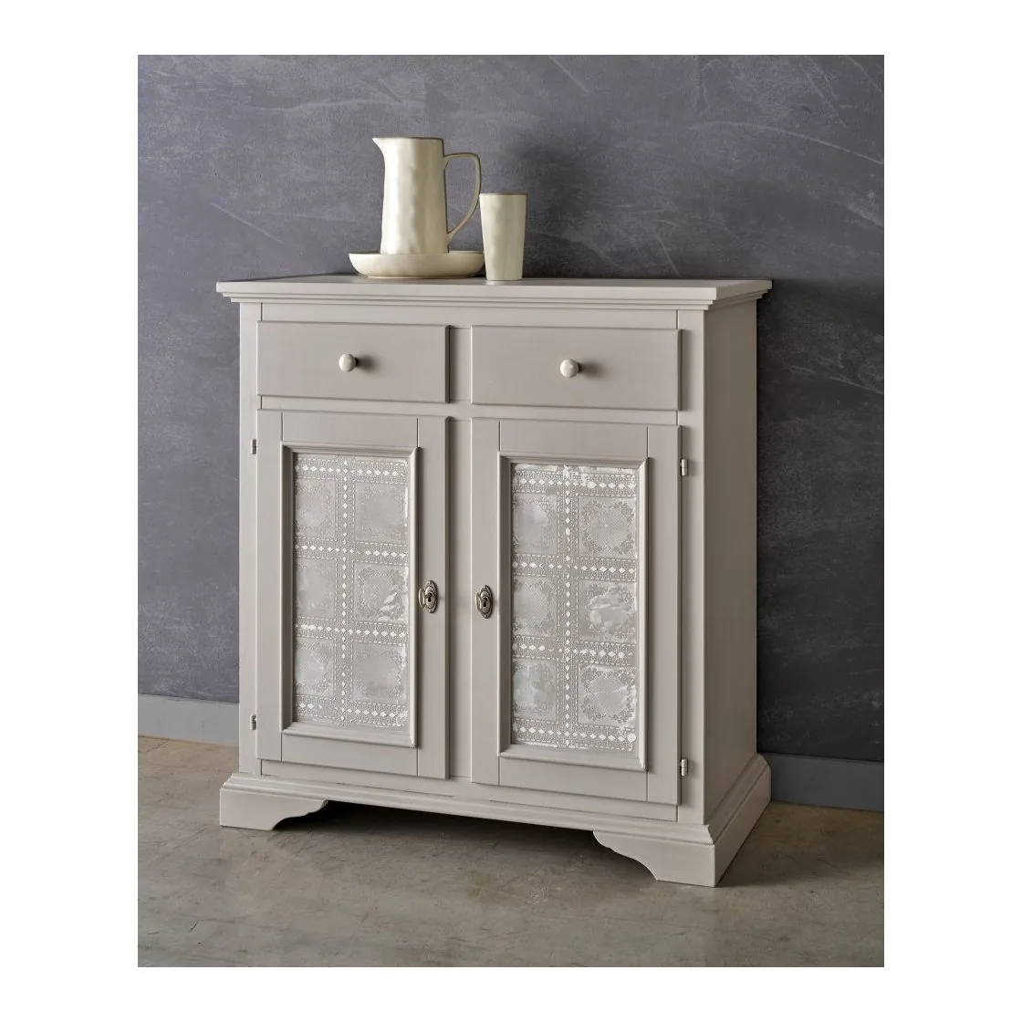 Credenza piccola arte povera in legno massello da 90 cm