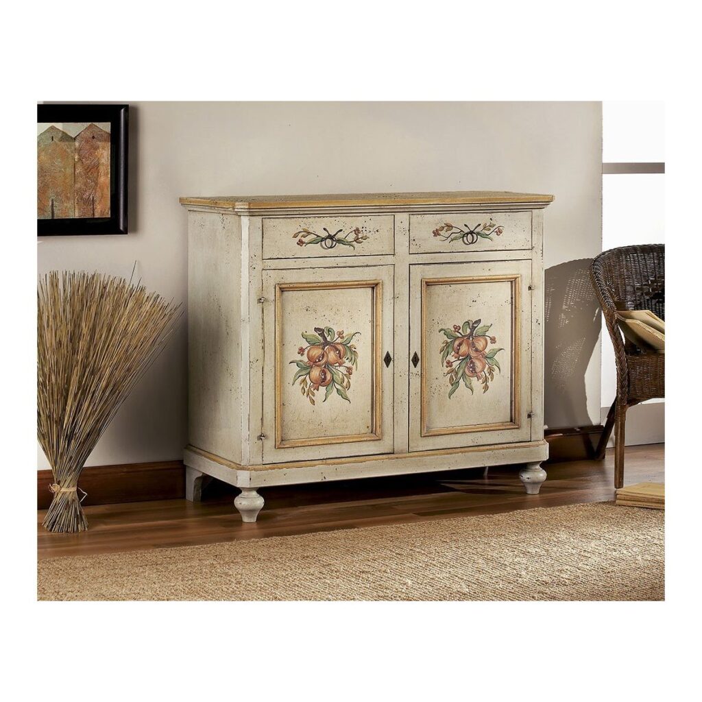 Credenza a 2 Porte e 2 Cassetti Arte Povera in Legno Massello (foto 3 di 4)