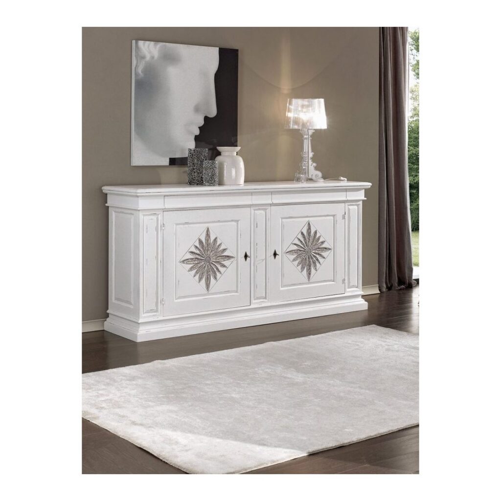 Credenza classica a 2 porte e 2 cassetti con intaglio (foto 2 di 2)