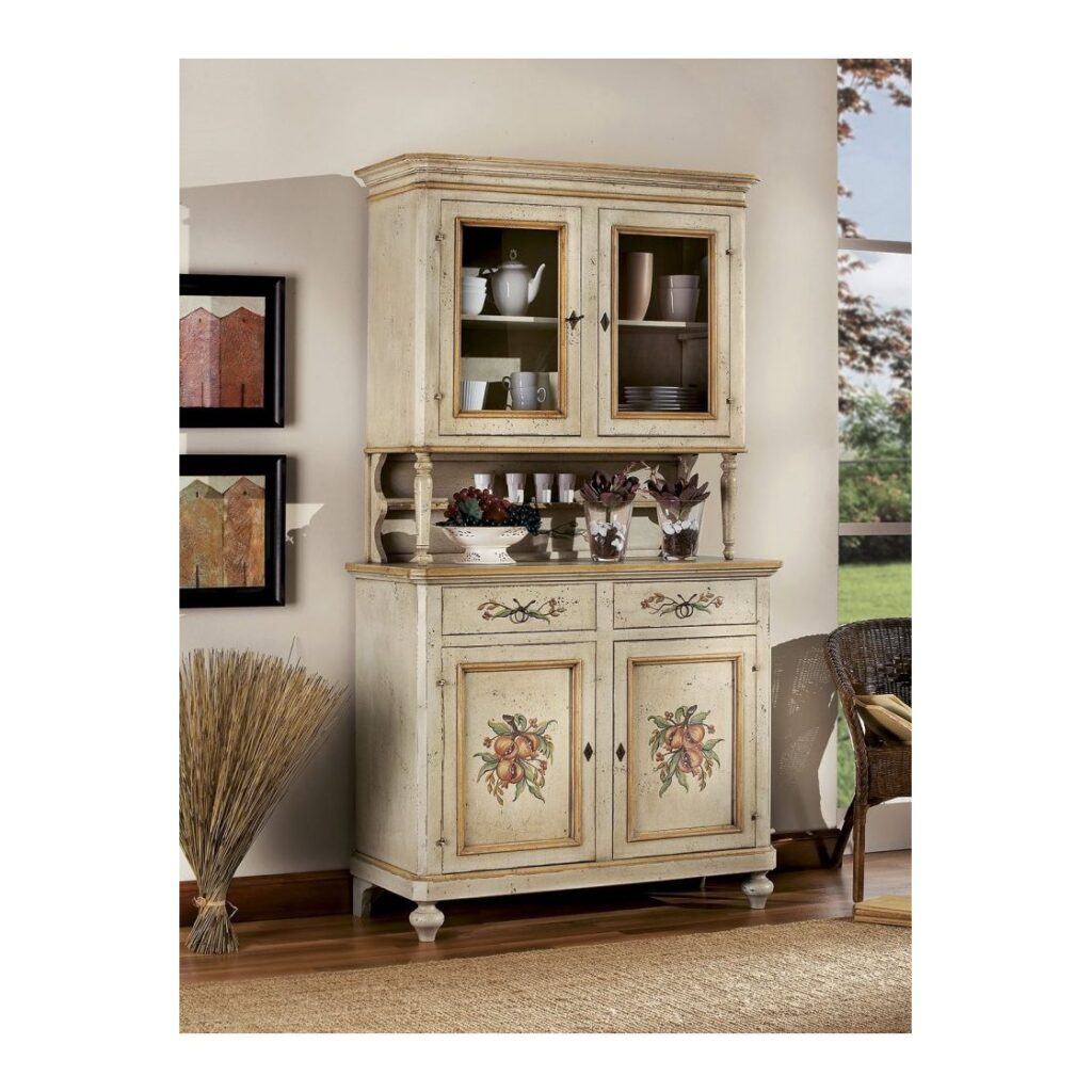 Credenza a 2 Porte e 2 Cassetti Decorata – Arte Povera (foto 2 di 3)