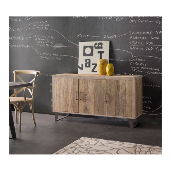 Credenza a 3 Porte in Ontano con Patina Beige