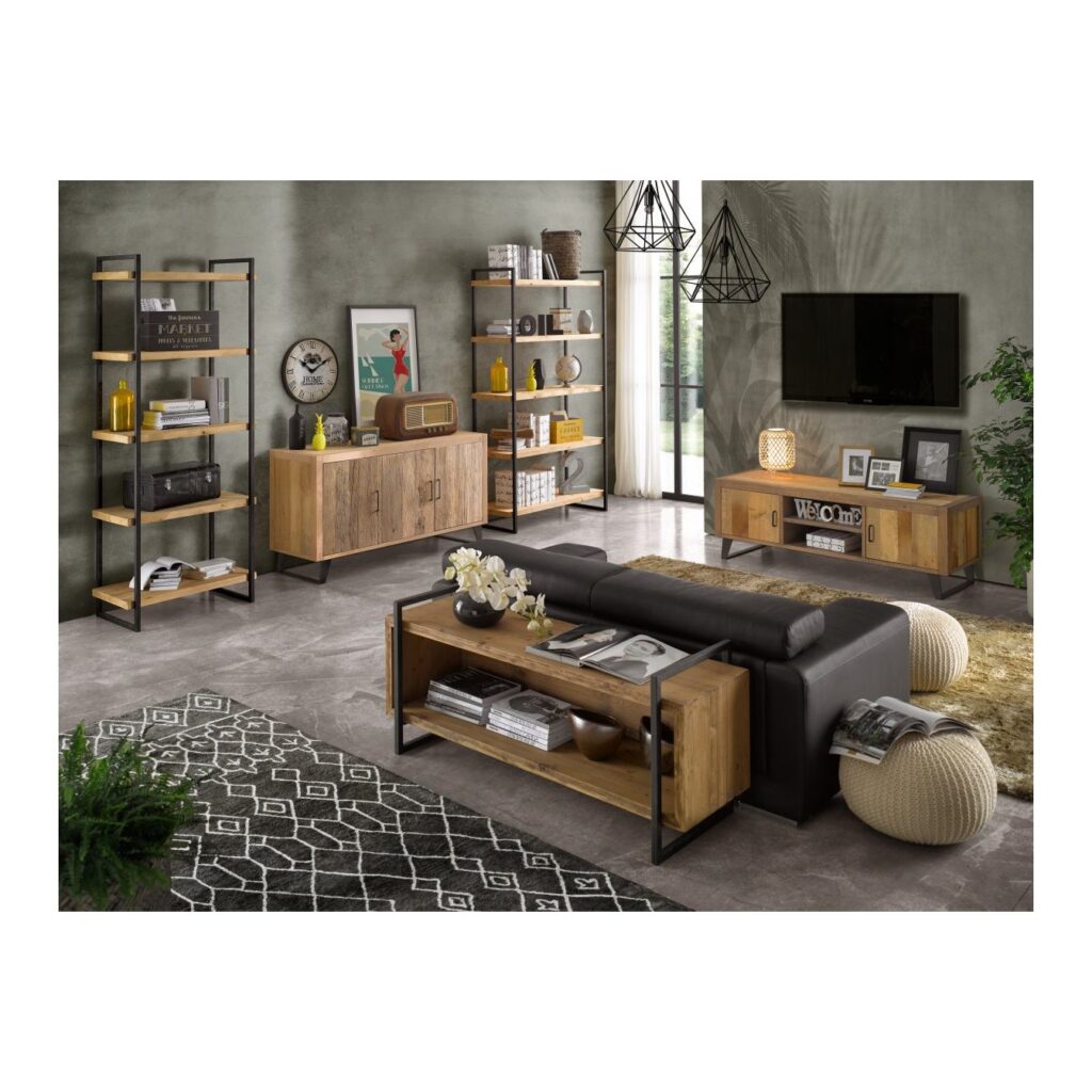 Credenza a 3 Porte in Ontano con Patina Beige (foto 4 di 4)