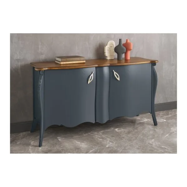 Credenza sagomata e intagliata con carrello estraibile