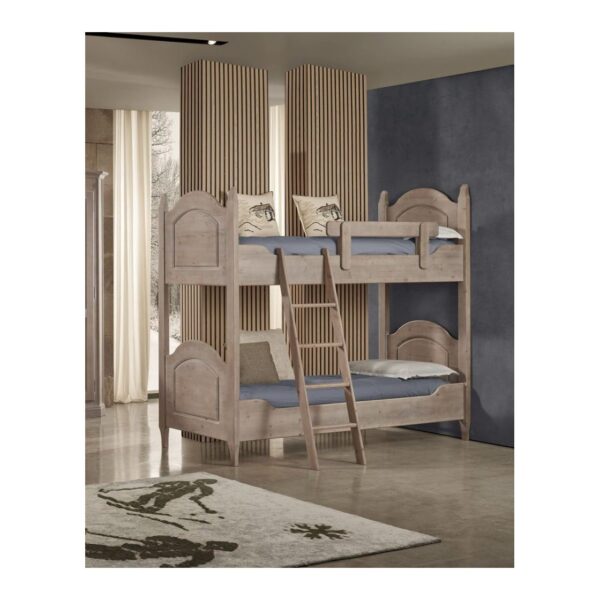 Letto a castello in abete massello con due posti letto sovrapposti per cameretta
