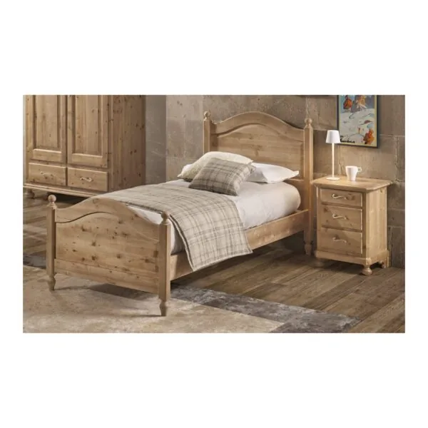 Letto singolo in abete massello con testata e pediera