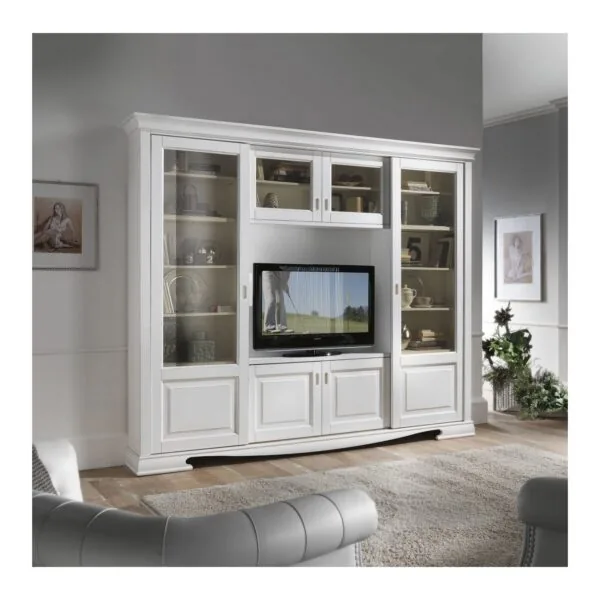 Libreria classica a 6 porte scorrevoli con 10 ripiani